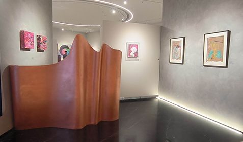 個(gè)展玄關(guān)紫銅屏風(fēng)裝置雕塑