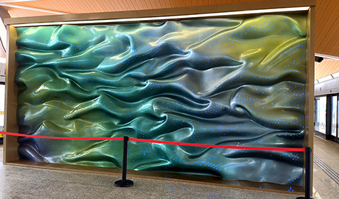 上海地鐵17號線華為基地站不銹鋼景墻雕塑