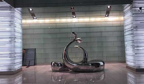 上海華旭大廈大廳不銹鋼雕塑（人民廣場）